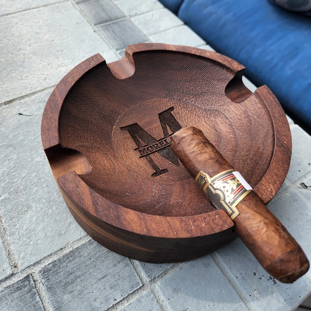 Personalised Walnut Cigar Ash Tray Gifts for Man