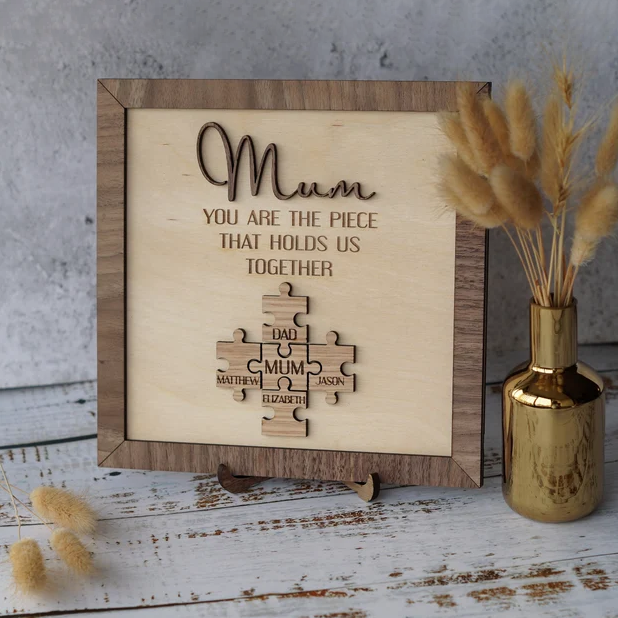 Handmade Personalised Wood Mum Puzzle Sign | Mum You Are The Piece That Holds Us Together