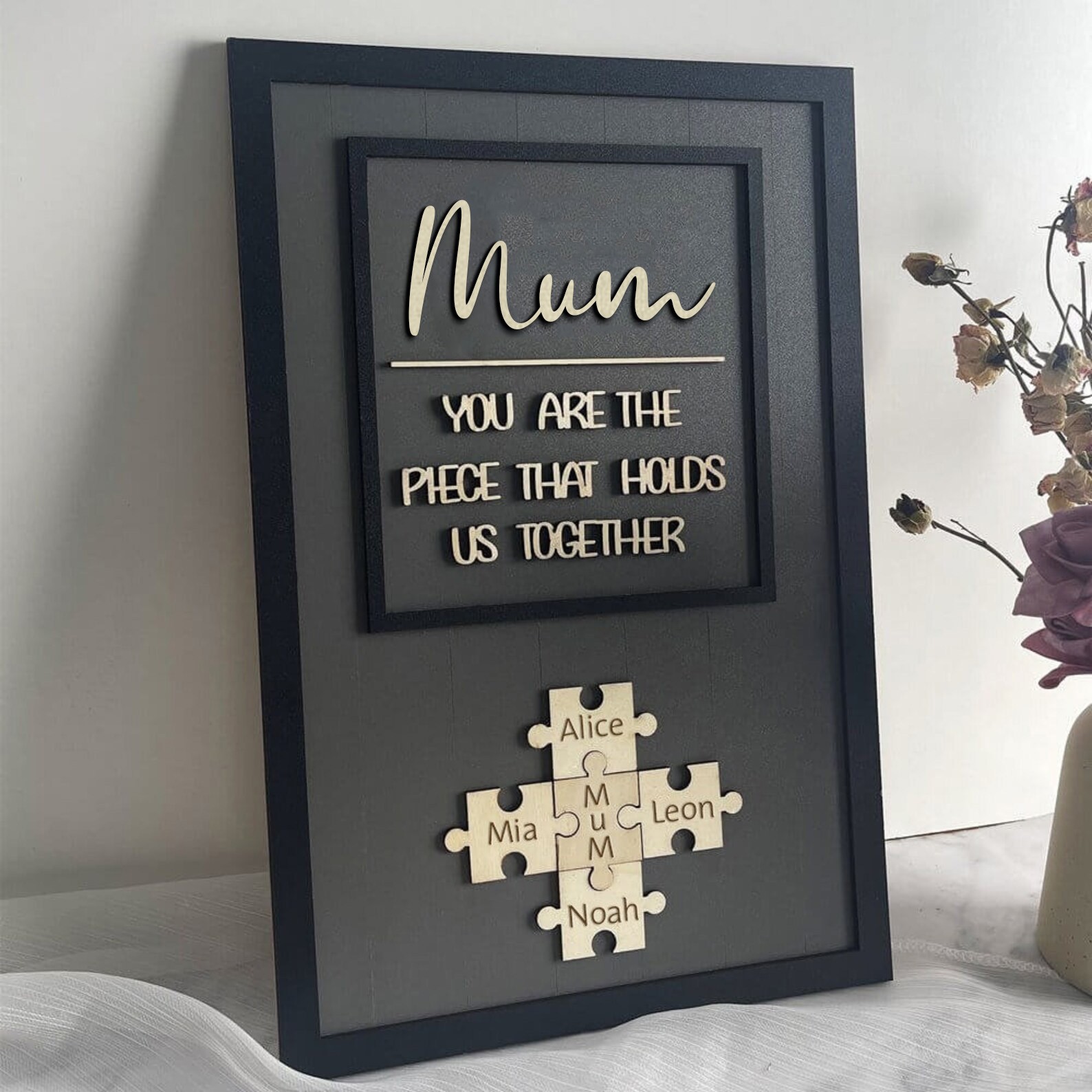 Mum You Are The Piece That Holds Us Together Wooden Puzzle Piece Sign Mother's Day Gift