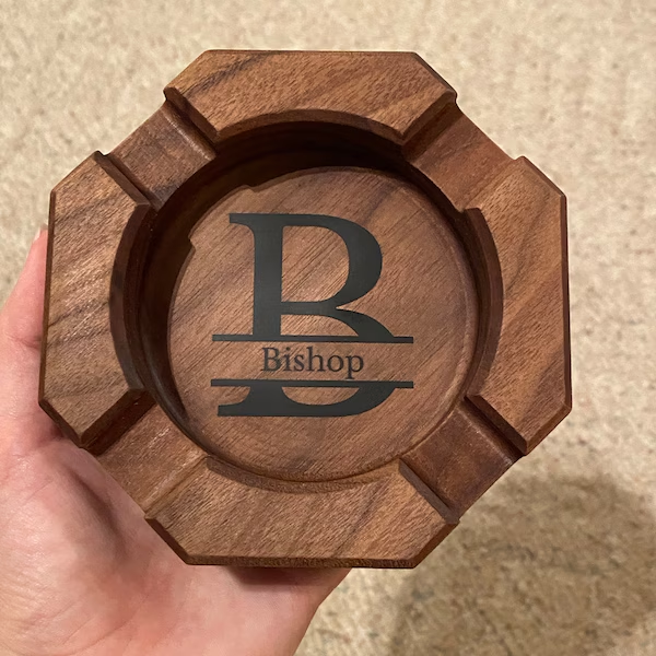 Personalised Walnut Cigar Ash Tray Gifts for Man