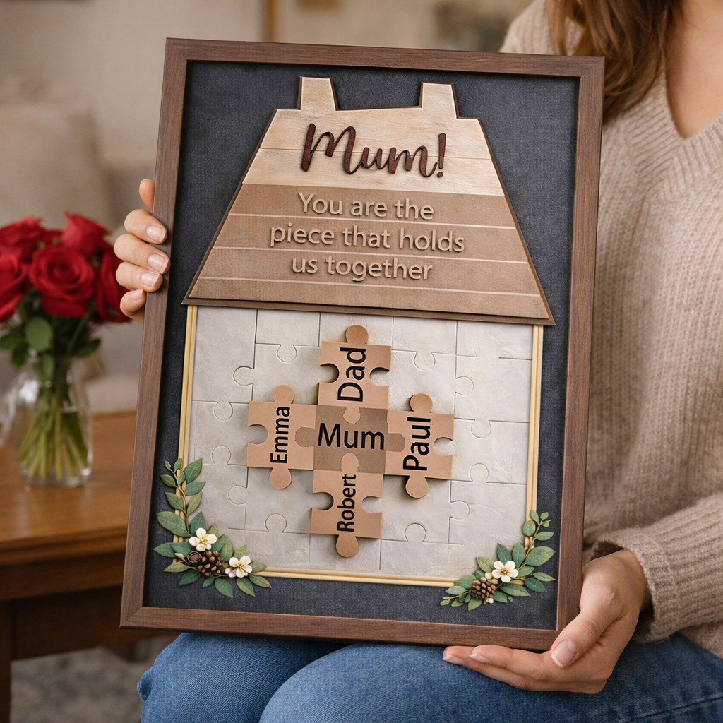 Mum You Are The Piece That Holds Us Together Wooden Puzzle Piece Mother's Day Sign