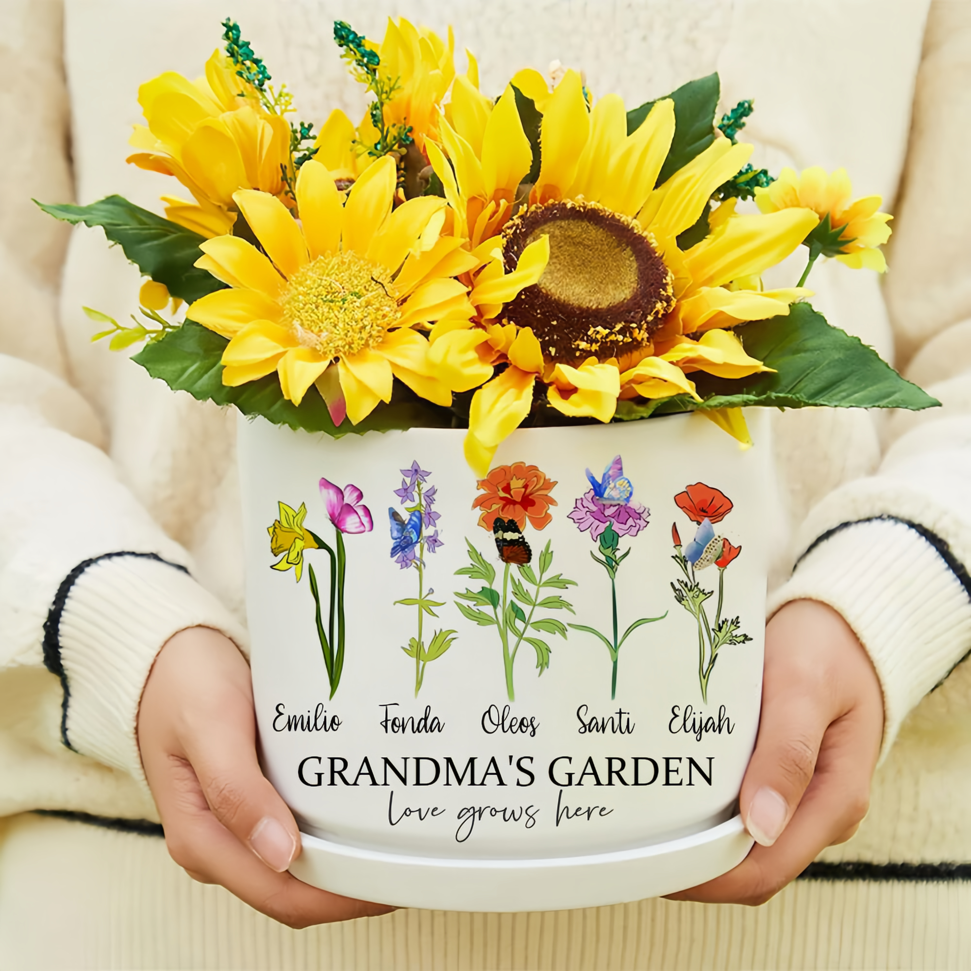Personalised Grandma's Garden Birth Month Flower Pot Gift Ideas for Mother's Day