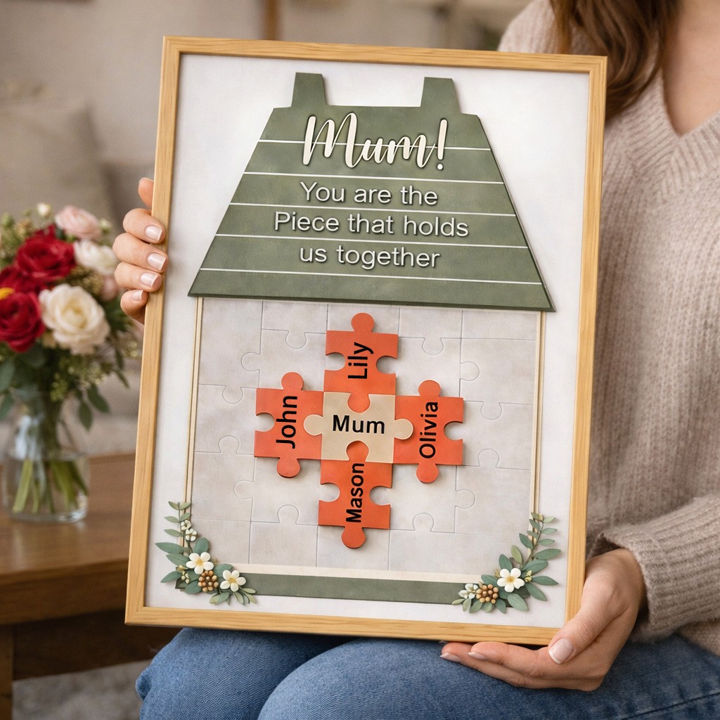 Mum You Are The Piece That Holds Us Together Wooden Puzzle Piece Mother's Day Sign