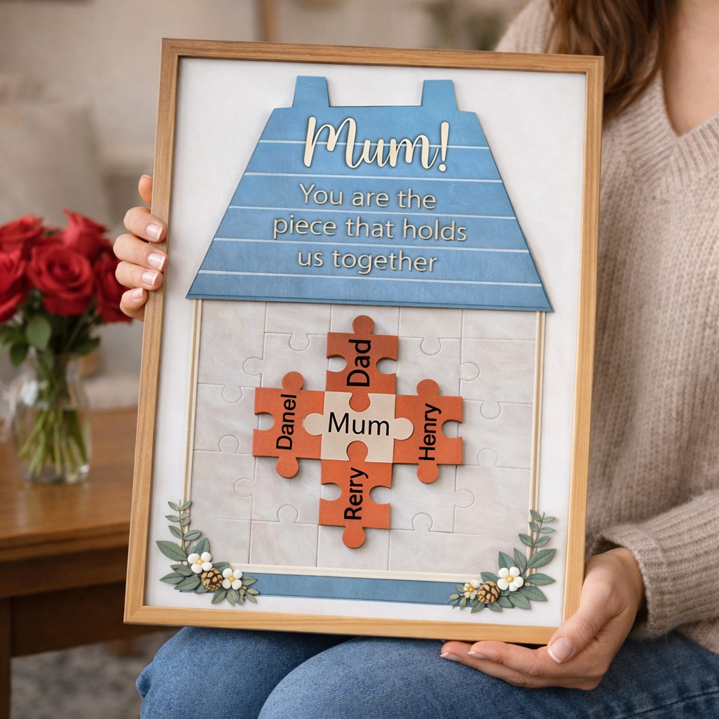 Mum You Are The Piece That Holds Us Together Wooden Puzzle Piece Mother's Day Sign