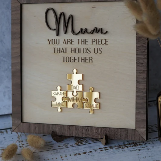 Handmade Personalised Wood Mum Puzzle Sign | Mum You Are The Piece That Holds Us Together