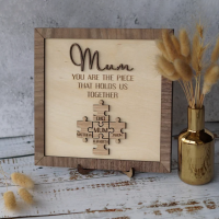 Handmade Personalised Wood Mum Puzzle Sign | Mum You Are The Piece That Holds Us Together