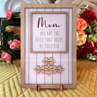 Handmade Personalised Wood Mum Puzzle Sign | Mum You Are The Piece That Holds Us Together