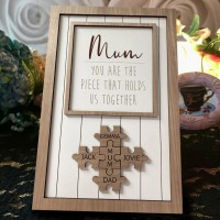 Handmade Personalised Wood Mum Puzzle Sign | Mum You Are The Piece That Holds Us Together