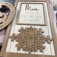 Handmade Personalised Wood Mum Puzzle Sign | Mum You Are The Piece That Holds Us Together