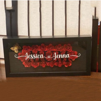 Personalised Mum Heart Flower Shadow Box With Kids Name For Mother's Day Birthday