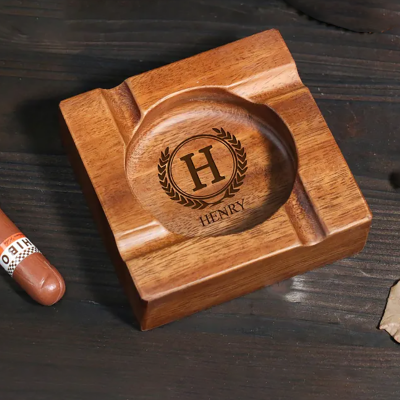 Custom Cigar Walnut Ashtray Gifts for Man