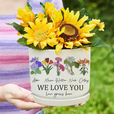 Personalized Grandma's Garden Birth Month Flower Pot Gift Ideas for Mother's Day