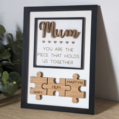 Handmade Personalised Wood Mum Puzzle Sign | Mum You Are The Piece That Holds Us Together